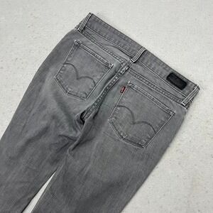 Levis Women Grey Skinny Jeans Size 2M Low Rise Stretch Denim Pants‎ Whiskered